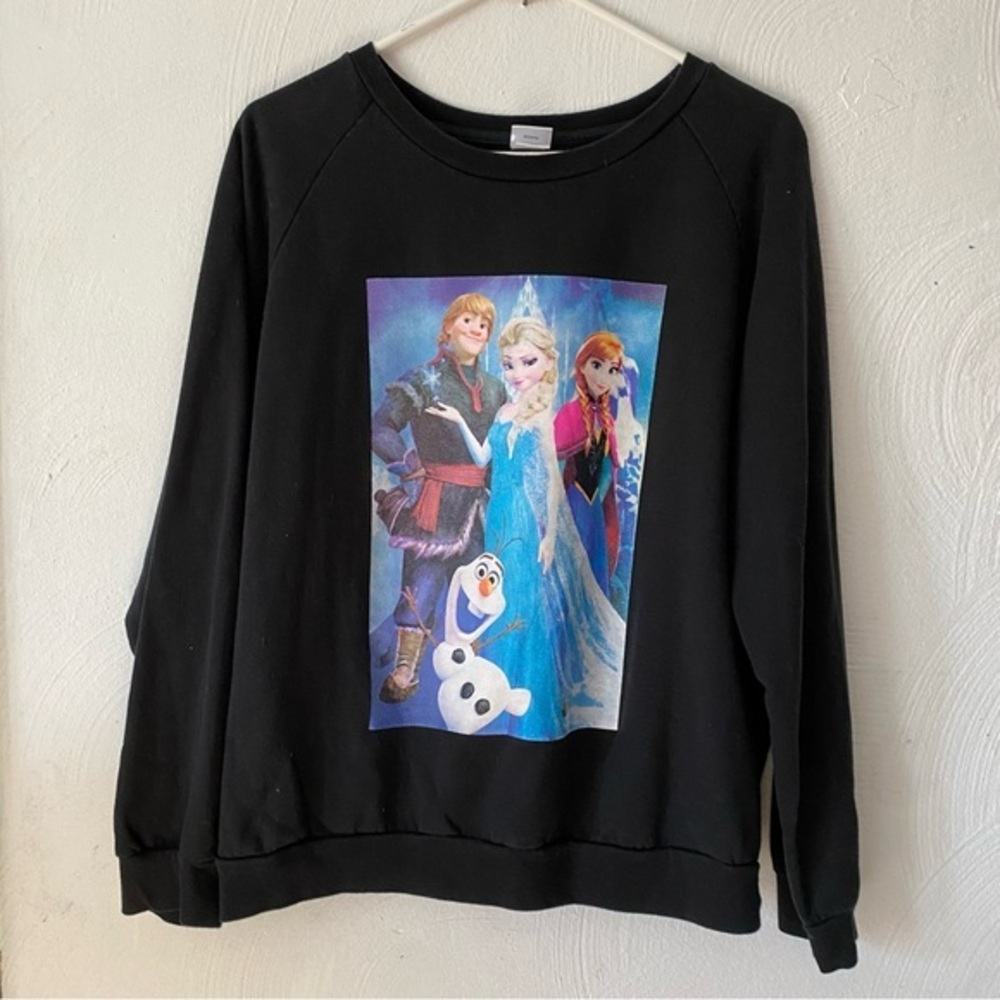 Frozen Sweatshirt Womens Size XL LongSleeve Black Pull Over Disney